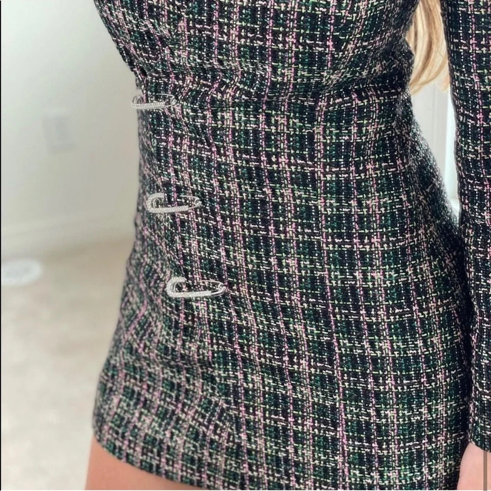 Zara Tweed Long Sleeve Blazer Dress size Medium Bloggers favorite - Picture 6 of 9